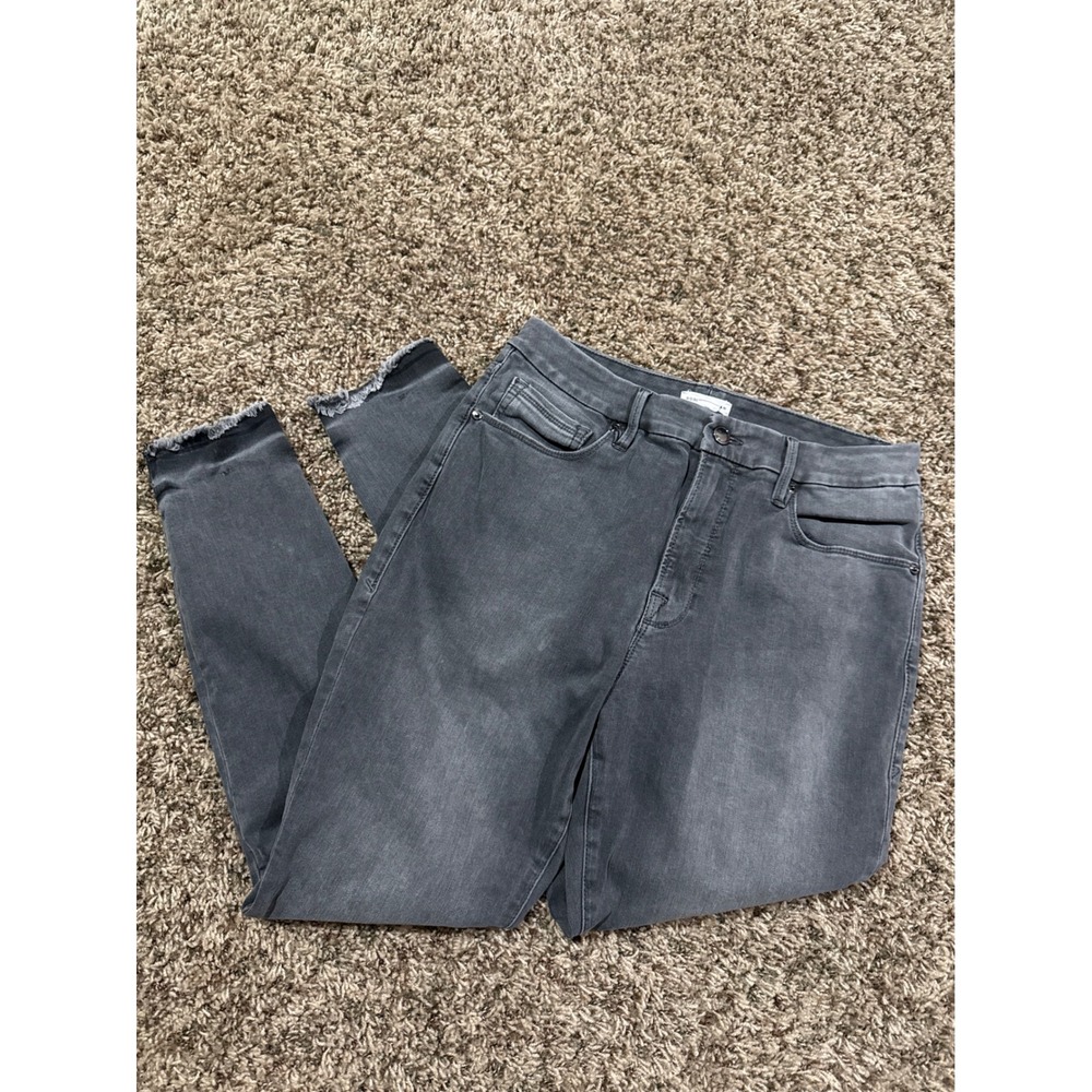 Good American Skinny Jeans Black Raw Hem 12/31 Women's Denim Minimalist Casual